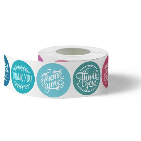 Dankeschön Aufkleber Rolle Rund Selbstklebend Papier Blumen Design Für Hochzeit Geschäft Geschenk Verpackung Dekoration Etiketten