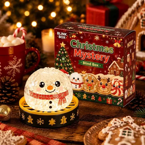 Boîte Mystère squishy de Noël Lumineuse Renne Père Noël Bonhomme de Neige Pain d'épices Jouet Anti-stress Cadeau
