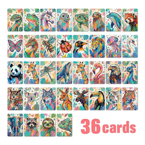 Multicolor Animal Illustration Card Set Forest Animals Wall Decor Postcards For Scrapbooking Room Decoration Art Cards