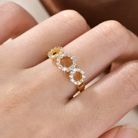Anillo Abierto Ajustable de Estrella y Corazón para Mujer de Cobre con Moissanita y Circonia Incrustada Chapado en Oro y Plata Joyería de Moda