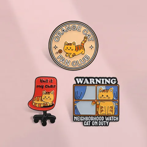 Grappige Oranje Kat Emaille Pin Set Cartoon Dier Badge Legering Broche Voor Rugzak Kleding Decoratie Cadeau Voor Huisdierenliefhebbers