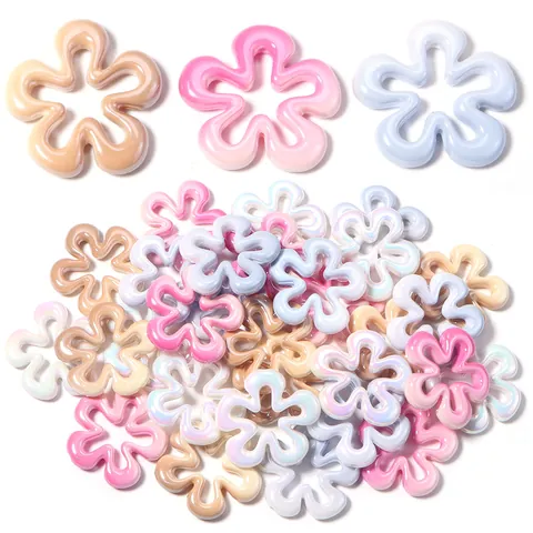 Perle a Forma di Fiore a Cinque Petali Cavi in Sfumato Acrilico Accessori per Gioielli Fai da Te Materiali per Catena di Telefono