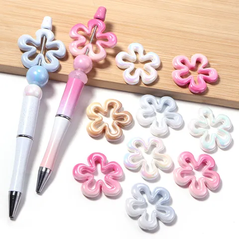 Perle a Forma di Fiore a Cinque Petali Cavi in Sfumato Acrilico Accessori per Gioielli Fai da Te Materiali per Catena di Telefono