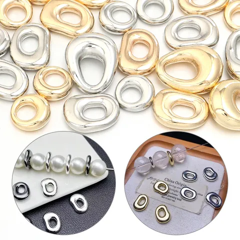 Cuentas Sueltas de Plástico Galvanizado Estrella Corazón Gota de Agua Cuentas Espaciadoras de Agujero Grande para DIY Collar Pulsera Accesorios de Joyería