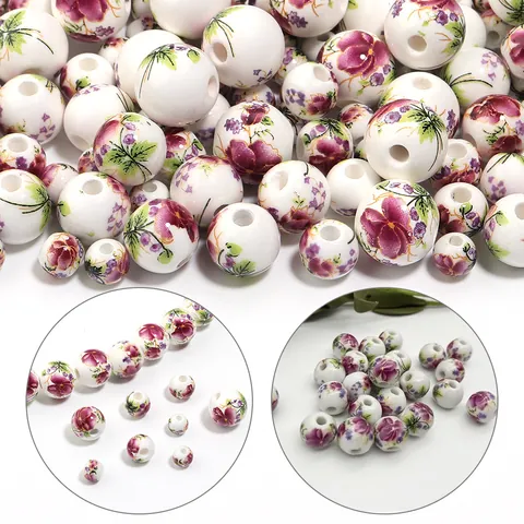 Perline di Ceramica Dipinte a Mano in Stile Cinese per Creazione di Gioielli Fai da te Bracciale Collana Accessori per Capelli Perline di Porcellana Floreale