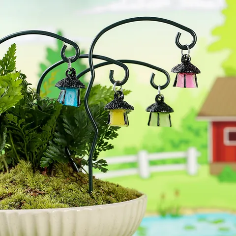 Decoración de Jardín en Miniatura Brilla en la Oscuridad Pastor y Búfalo de Resina Mini Linterna Luminosa Micro Paisaje Accesorios