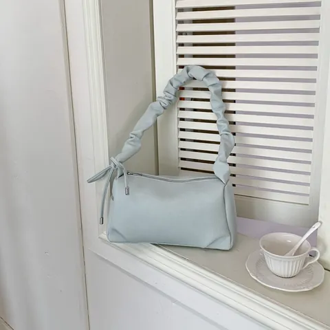 Minimalist Casual PU Leather Shoulder Bag For Women Large Capacity Fashion Commuter Pleated Solid Color Crossbody Bag Handbag