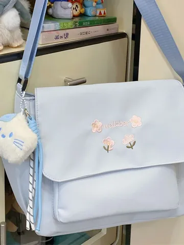 Grand Capacité Mode Décontracté Nylon Tote Sac Femmes Brodé Floral Épaule Bandoulière Sac Mignon Sac à Main