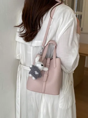 Sac Seau en Cuir PU pour Femmes Minimaliste Couleur Unie Petit Sac à Main Bandoulière