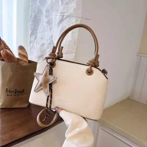Koreanischer Designer Handtasche Für Damen Große Kapazität Quadratische Schultertasche PU Leder Umhängetasche Mit Sternanhänger