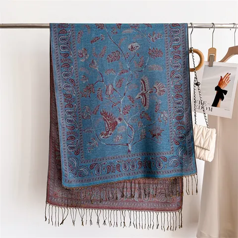 Vintage Paisley Print Sjaal Voor Vrouwen Zacht Polyester Kasjmier Gevoel Winter Warm Grote Omslagdoek Elegant Kwastje Sjaal