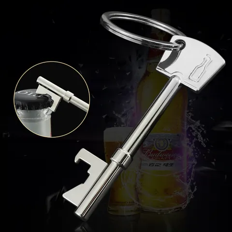 Creative Key Shaped Beer Bottle Opener Keychain Multipurpose Zinc Alloy Metal Key Ring Holder Pendant For Men Women Party Bar Accessory