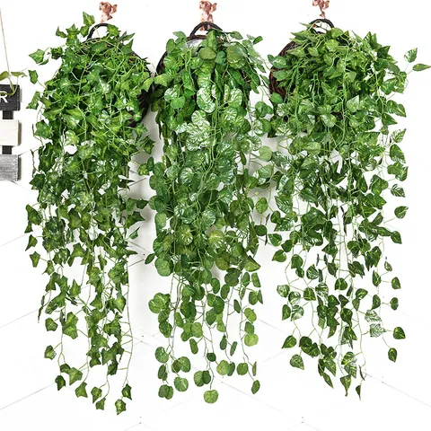 Artificial Green Hanging Plant Vine Fake Foliage Garland For Home Restaurant Hotel Wall Ceiling Indoor Room Decor