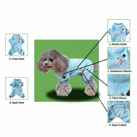 Christmas Pet Dog Clothes Four Legged Fleece Winter Warm Puppy Apparel Snowflake Elk Print Pet Clothing