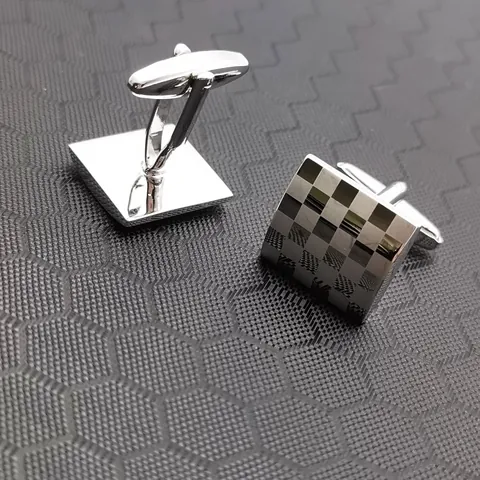 Heren Vierkante Koperen Manchetknopen Laserraster Patroon Vintage Business Franse Manchetknopen Voor Pak Hemd Accessoires