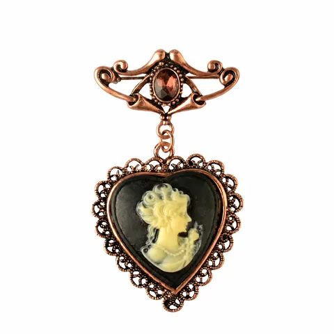 Retro Cameo Portrait Brooch Pin Zinc Alloy Inlaid Rhinestone Antique Bronze Fashion Jewelry Gift For Women