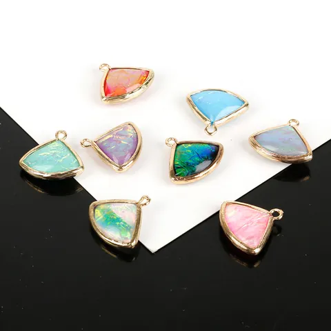 Koreanische Fächerförmige Wolke Anhänger Für DIY Schmuckherstellung Handgefertigte Ohrringe Halskette Zubehör Kupferrand Synthetische Opal Charms