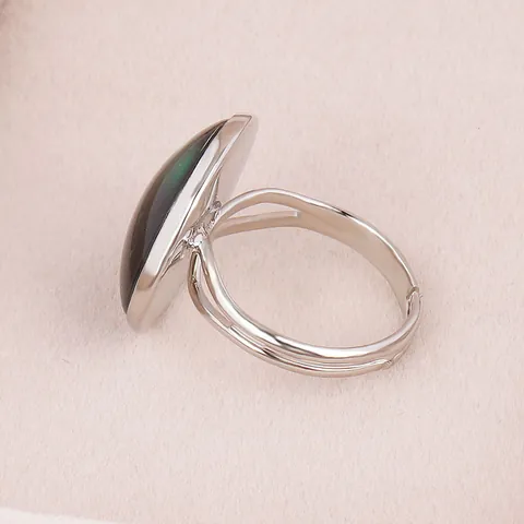 Middle Eastern Islamic Arabic Calligraphy Time Gemstone Open Ring Adjustable Metal Glass Finger Jewelry