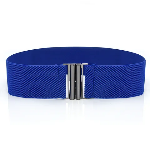 Women Wide Elastic Waist Belt Vintage Stretch Cinch Belt Metal Interlocking Buckle Dress Coat Waistband Fashion Accessories