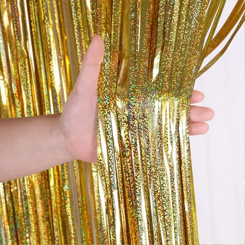 Tendina con Frange Laser Spessa Tendina per Porta in Foil Metallico per Decorazione Parete di Sfondo per Festa di Compleanno di Matrimonio
