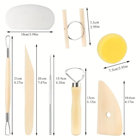 Pottery Clay Sculpting Tools Set Wooden Carving Knives Silicone Pens DIY Modeling Kit For Art Craft