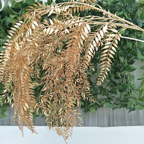 Gold Series Artificial Plants Fake Flowers Maple Leaf Foxtail Wedding Home Decor Floral Arrangement Gold Spray Foliage