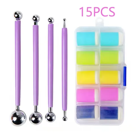 Kids Finger Painting Sponge Daubers DIY Drawing Tools With Storage Box And Clay Sculpting Stylus Pens