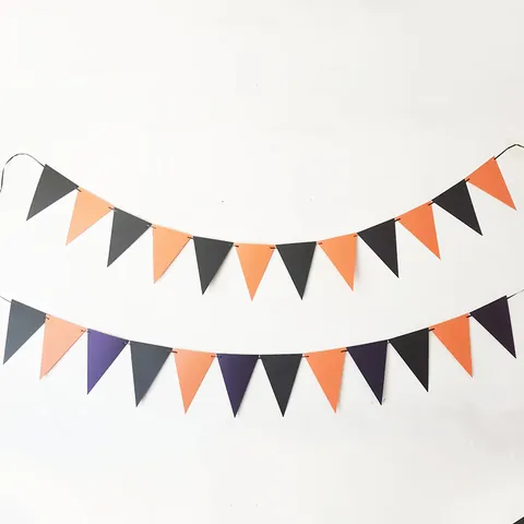 Bandiera Triangolare di Halloween Carta Perlata Nero Arancione Viola Ghirlanda per Festa Bar Decorazione Halloween