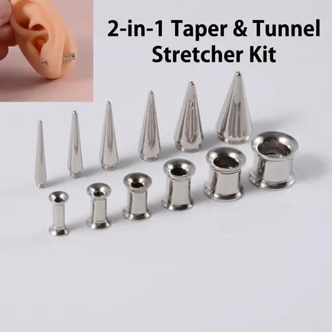 Stainless Steel Ear Stretcher Taper And Plug Body Piercing Jewelry Ear Expansion Kit For Stretching Ears