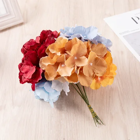 Tête de Fleur d'Hortensia en Soie Artificielle Tige Unique Fausse Fleur pour Fond de Mur de Mariage Décoration de Maison Accessoires de Photographie