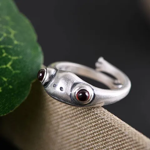 Retro Zilver Kikker Open Ring Schattig Dier Verstelbare Vingerring Vintage Statement Sieraden Cadeau Voor Vrouwen Mannen