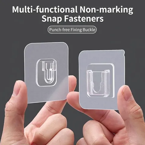 Punch-Free Seamless Adhesive Male And Female Buckle Hooks Transparent PVC Strong Load Bearing Socket Holder Home Wall Storage Fixing Set