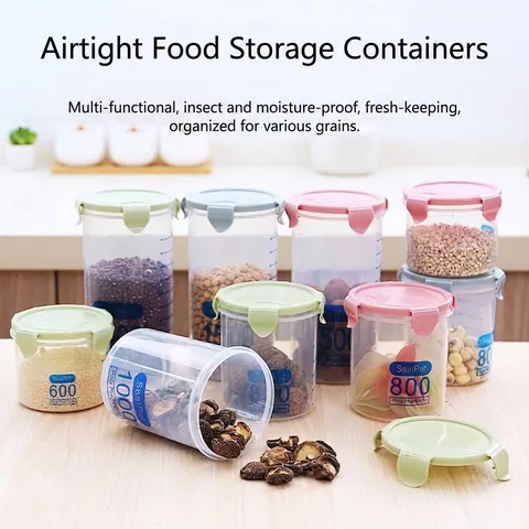 Airtight Plastic Food Storage Jar With Sealed Lid Kitchen Cereal Grain Container Transparent PP Box For Milk Powder
