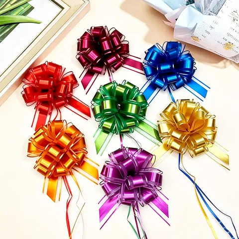Metallic Matte Christmas Pull Bows For Gift Wrapping Festive Party Decorations Large Ribbon Bows For Wedding Birthday Holiday Decor