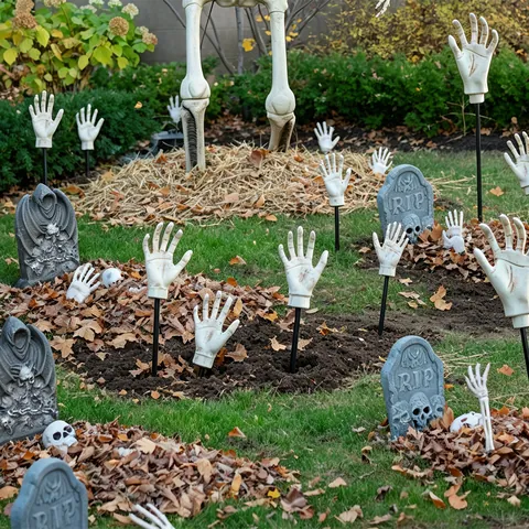 Realistic Halloween Skeleton Hands Plastic Life Size Bone Decor For Haunted House Party Horror Decoration Props