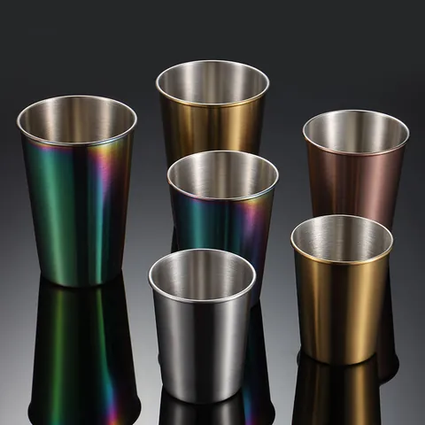 304 Stainless Steel Pint Cup Metal Beer Mug Single Layer Eco-Friendly Drinking Cup Multi Capacity Kitchen Drinkware