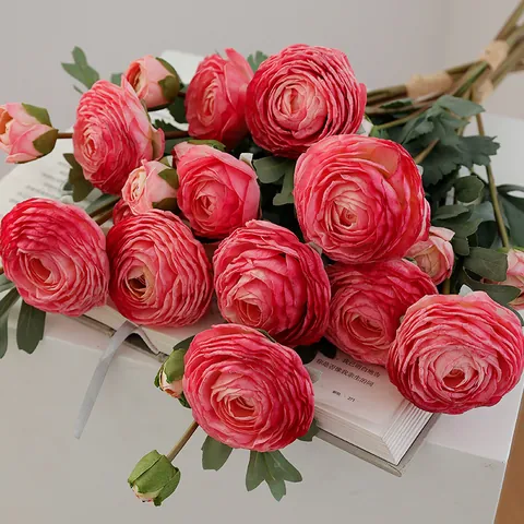Bouquet di Peonie Artificiali in Seta Fiori Finti realistici Per Decorazione Della Casa Festa Nuziale Accessori Fotografici