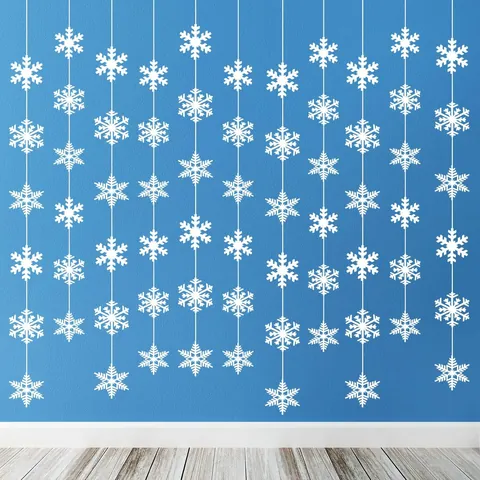 Ghirlanda di Fiocchi di Neve in Carta Bianca Decorazioni Appese di Natale Ghirlanda Per Festa di Vacanza Invernale