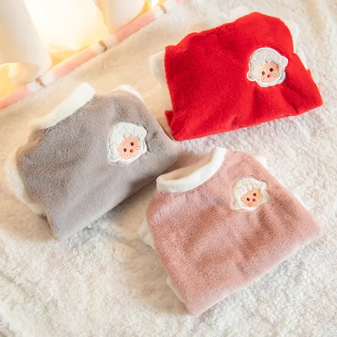 Cute Pet Warm Fleece Vest Sheep Embroidery Autumn Winter Clothes For Cats And Small Dogs Soft Apparel
