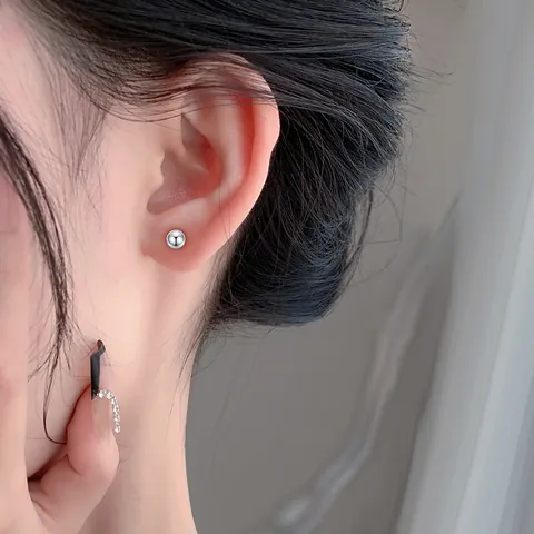 Minimalistische 999 Feinsilber Kugel Ohrstecker Einfache Kleine Runde Perle Ohrringe Für Damen Herren Hypoallergener Ohrschmuck