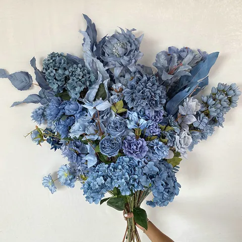 Haze Blue Artificial Flowers Wedding Floral Arrangement Fake Flower Home Decor Party Floral Supplies