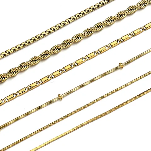 Bracciale Minimalista in Rame a Catena Figaro per Donna Placcato in Oro Platino Catena a Chicco di Caffè Gioielli Regalo
