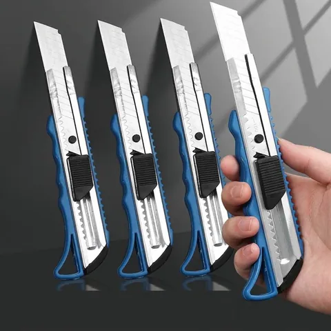 Large Retractable Utility Knife Heavy Duty Box Opener Wallpaper Paper Cutter Carbon Steel Blade Plastic Handle Cutting Tool