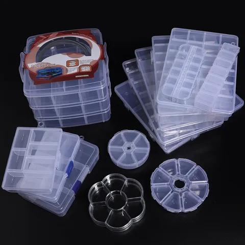 Transparent Plastic Storage Box Multi Grid Compartment Organizer Case For DIY Craft Beads Jewelry Parts Sorting Storage Container