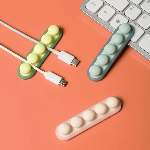 Pea Pod Shape Silicone Cable Organizer Desktop Wire Management Clips For Charging Cable USB Data Cable Cord Holder