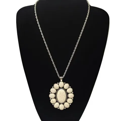 Collana con Pendente a Girasole Vintage Bohemien in Rame Zirconia Pietra di Turchese Sintetica Gioielli da Donna