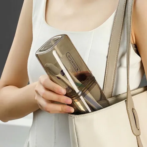 Portable Travel Wash Cup PET Transparent Toothbrush Storage Box Light Luxury Gargle Cup Bathroom Organizer Toothpaste Case