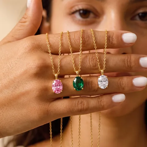 Französische Eleganz Runde Strass Edelstahl Kette Minimalistisch Mode 18K Vergoldet Schlüsselbeinkette Für Damen Schmuck