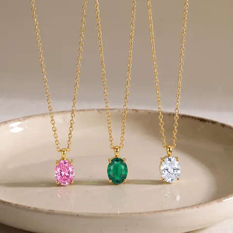Französische Eleganz Runde Strass Edelstahl Kette Minimalistisch Mode 18K Vergoldet Schlüsselbeinkette Für Damen Schmuck