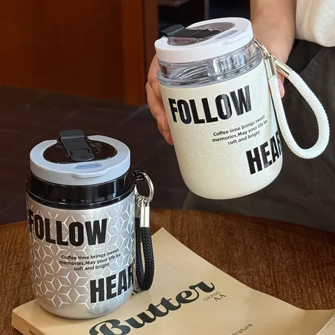 Mini Edelstahl Vakuum Isolierte Kaffeetasse Tragbare Kleine Auslaufsichere Thermos Wasserflasche Mit Gewebtem Lanyard Für Reisen
